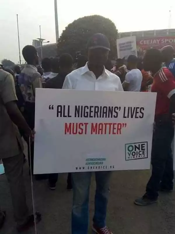#IStandWithNigeria Protesters Storm National Stadium Amid Heavy Security Presence (See Photos)